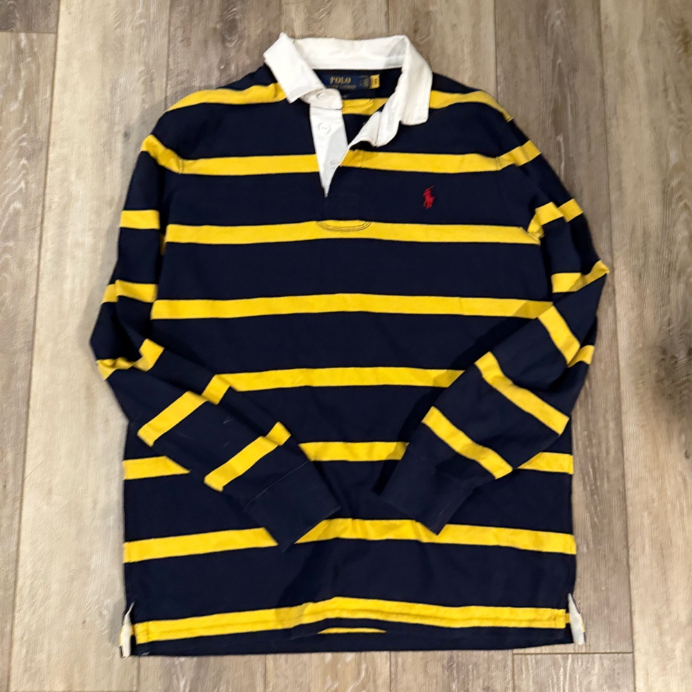 Striped Navy and Yellow Polo Shirt